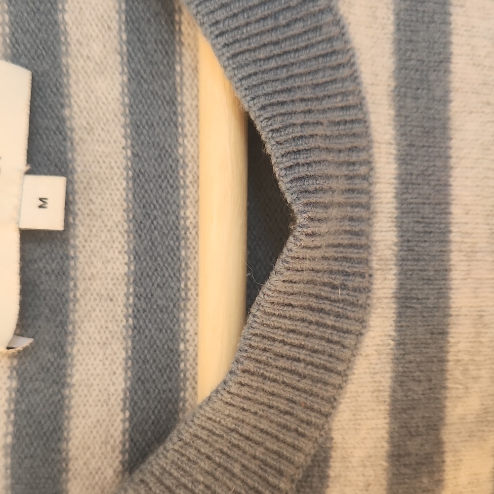 Striped Blue and Gray Sweater By VINCE - Picture 2 of 6